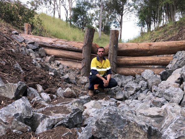 Mark Waud in front of a repaired gully